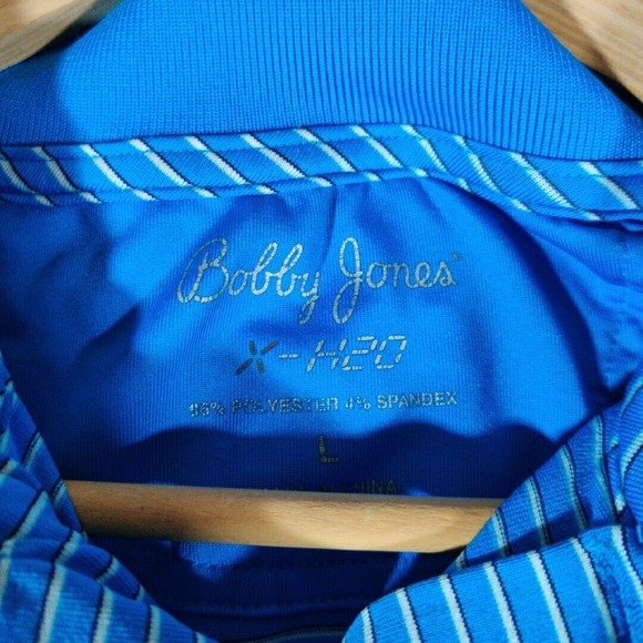 Bobby Jones Shirt Mens Large Blue Striped Golf Performance‎ Polo Short Sleeve - Picture 4 of 11